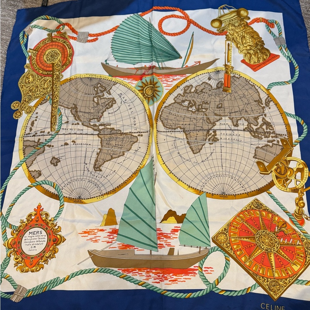 Celine Nautical Map Silk Scarf
